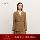 OVV Autumn and Winter Hot Sale Women's Flat Lapel Knitted Wool Casual Suit Jacket with Belt Caramel Brown XL