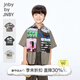 Jnby by JNBY Same style as the show, new Jiangnan Buyi children's short-sleeved shirt H-shaped cotton 25 autumn boys and girls 1P7211720 964/khaki coffee strip/grid 110 cm