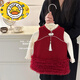 HAL.DUCK New Year's greetings clothes for girls, winter clothes, one-year-old baby girl's dress, skirt, children's red dress, one-year-old New Year clothes, trendy brand red cheongsam vest dress 80 cm