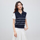 IEF/Aiyifu 2026 Spring and Summer New Korean Style Intellectual Commuting Temperament Design Striped Slim Woolen Top Blue and White Strips One Size