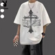 Playboy (PLAYBOY) short-sleeved T-shirt summer suit trendy casual youth men's clothing complete set with jeans trendy two-piece suit Cross short-sleeved black + cross black jeans M number recommended 95-109 Jin Jin equals 0.5 kg