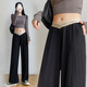 Miduli maternity pants spring and autumn wide-leg pants wear straight-leg pants low-waisted large-size pants without belly maternity outfit Black XL