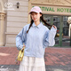 BANDOCIN Half-time casual girls summer shirt thin breathable 2026 medium and large children western style jacket beige strip 140
