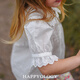 Happyology British girls' shirt spring new puff sleeve pure cotton bottoming children's shirt white top