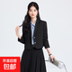 Formal suit for interview, small college student teacher wear, light workplace commuting professional suit skirt, black jacket + 2110 blue and white striped shirt + skirt L (recommended weight 106-118 Jin Jin equals about 0.5 kg)