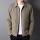 LILANZ Spring and Autumn Lapel Work Jacket Men's Waffle Solid Color Knitted Jacket Light Business Commuting Casual Men's Top Bean Green Regular Style) yy-858 XL