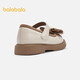 BALABALA children's shoes, children's casual shoes, girls' spring and autumn fashion contrasting color bow princess shoes, British style leather shoes, off-white 10301 30 (foot length 18.3-18.7/inner length 19.7)