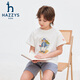 HAZZYS children's clothing boys' short-sleeved 2026 Xiaxin liquid ammonia double-sided fabric college style short-sleeved T-shirt original white 155