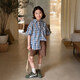 SEVEN BOBI Parent-Child No. 7 Children's Warehouse Girls and Big Children American Contrast Color Plaid Long-Sleeved Shirt Spring New Fashion Style Jacket Trendy Picture Color Ready in Stock 110 cm