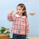 LUSON baby girl baby girl lapel shirt 2026 spring baby cotton shirt cartoon sweet top pink coffee plaid 120