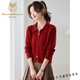Lu Wang Lian Xue Qing Mature Simple Style Lapel Zipper Cable Knitted Cardigan Women's 2026 Spring New Short Short Sweater Jacket Red M 90-100Jin Jin is equal to 0.5 kg