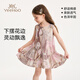 YEEHOO girls' dresses, children's skirts, medium and large children's clothing, fashionable sleeveless vests, lace skirts, summer dresses, pink 90