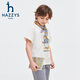 HAZZYS children's clothing boys' short-sleeved 2026 Xiaxin liquid ammonia double-sided fabric college style short-sleeved T-shirt original white 155
