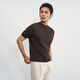 Guillaume de Mons wool-cotton blended short-sleeved T-shirt, skin-friendly, breathable, stylish bottoming shirt, spring and summer men's sweater, cocoa brown L