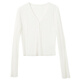 Sancai Song Yi's same style cream sweater 2026 summer new texture long-sleeved cardigan light and short M