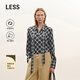 LESS shopping mall same style 2026 spring new commuter temperament plaid ribbon shirt for women 2Q1213020 097 black and green L