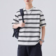 Baleno S&K striped short-sleeved T-shirt for men 2026 summer new American casual loose trendy brand men's top black L recommended 110-130Jin Jin equals 0.5 kg