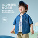 ASK JUNIOR children's cotton shirt summer children's denim shirt jacket boy baby short-sleeved top printing