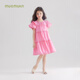 Mucmukn Summer Rose Tencel Cool Cotton Girls Summer Solid Color Dress Children's Sweet Cake Dress Long Dress