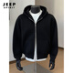 JEEP SPIRIT Black Heavy Cardigan Thick Cotton T Men's 2026 Spring and Autumn New Double-Headed Zipper Jacket American Hoodie White Gray XL 135-150Jin Jin is equal to 0.5 kg