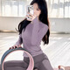 Shuangxiu Yoga Wear Women's Autumn and Winter 2025 New High-Looking Long-Sleeved Fashionable Professional Pilates Fitness Training Wear Moon Rock Purple Top Dove Gray Pants Suit XL (120-135)