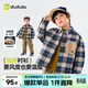 Dudujia Boys' Shirts Winter Children's Plaid Jackets Women's Plaid Fashion Versatile Autumn and Winter Style Shirts Trendy Navy 90