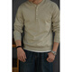 American retro heavyweight cotton baseball collar henley shirt T-shirt Ami Khaki tough guy style bottoming shirt men's spring white S