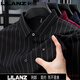 LILANZ summer men's short-sleeved shirt stretch striped non-iron business casual new style printed lapel fashion shirt trend 2721-red M 165105