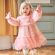 Happyology British children's spring skirt girls gauze skirt children's clothing contrast color mesh long-sleeved dress
