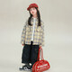 UTOUTO Big Ear Elephant Girls Lapel Plaid Shirt 2026 Spring New Baoer Pure Cotton Workwear Retro Style Long Sleeve Top Gray Blue Check Spot 150