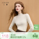 Sancai 2025 winter new solid color pit stripe sweater half turtleneck slim bottoming shirt long sleeves M