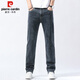 Pierre Cardin jeans men's spring and summer loose distressed straight pants men's cotton stretch casual long pants men's white blue 32