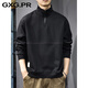 GXG.PR2026 Autumn American half-zip stand-up collar sweatshirt men's design stitching retro heavyweight loose long-sleeved POLO shirt black M suitable weight 100-120Jin Jin equals 0.5 kg