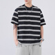 Baleno S&K striped short-sleeved T-shirt for men 2026 summer new American casual loose trendy brand men's top black L recommended 110-130Jin Jin equals 0.5 kg