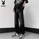 Playboy (PLAYBOY) short-sleeved T-shirt summer suit trendy casual youth men's clothing complete set with jeans trendy two-piece suit Cross short-sleeved black + cross black jeans M number recommended 95-109 Jin Jin equals 0.5 kg