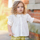 Happyology British girls' shirt spring new puff sleeve pure cotton bottoming children's shirt white top
