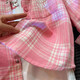 Girls' shirt spring 2026 new style children's long-sleeved plaid shirt spring and autumn coat little girl's top pink 140
