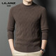 LILANZ Autumn and Winter 480g 100% Wool Sweater Men's Round Neck Thickened Warm Pullover Middle-aged and Elderly Thick Sweater Bottoming Shirt Heart Camel Thickened 14XL (180)