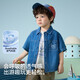 ASK JUNIOR children's cotton shirt summer children's denim shirt jacket boy baby short-sleeved top printing