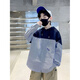 JNJKQA boys spring long-sleeved T-shirt spring and autumn 2024 new boys hooded fake two-piece shirt trendy stripes blue high quality buy with confidence 170
