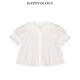Happyology British girls' shirt spring new puff sleeve pure cotton bottoming children's shirt white top