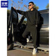 ROMON spring and autumn new versatile casual suit men's fashionable age-reducing casual hooded sweatshirt trendy brand leggings sweatpants for men black suit plus velvet M 90-125Jin Jin equals 0.5 kg