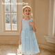 Balabala Girls Skirt Children's Dress 2026 New Summer Sleeveless Vest Skirt Princess Mesh Sweet Blue Tone 00388 90
