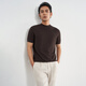 Guillaume de Mons wool-cotton blended short-sleeved T-shirt, skin-friendly, breathable, stylish bottoming shirt, spring and summer men's sweater, cocoa brown L