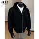 JEEP SPIRIT Black Heavy Cardigan Thick Cotton T Men's 2026 Spring and Autumn New Double-Headed Zipper Jacket American Hoodie White Gray XL 135-150Jin Jin is equal to 0.5 kg