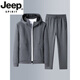 JEEP SPIRIT casual sports suit men's spring and autumn cotton middle-aged and elderly running sportswear hooded sweatshirt cardigan jacket two-piece set hooded dark blue leggings M