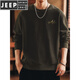 JEEP SPIRIT American retro heavyweight embroidered men's sweatshirt 2026 spring and autumn new loose warm base T-shirt top Khaki green M suitable for 110-130Jin Jin equals 0.5 kg