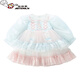Ultraman Girls Lolita Princess Dress Little Girl Spring Clothes New Children's Long-Sleeved Puff Skirt Baby Girl Spring and Autumn Dress Powder Blue 100 cm