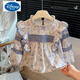 Disney (Disney) new girls spring and autumn clothing pure cotton Korean long-sleeved shirt baby girl casual shirt tops children's fashionable children's clothing lace floral shirt 100 recommended height within 100
