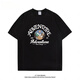 BEBW American fashion brand summer printed short-sleeved T-shirt men's 2024 new loose retro versatile base shirt casual top dark gray T-shirt-3884 S [75-95Jin[Jin equals 0.5 kg]]